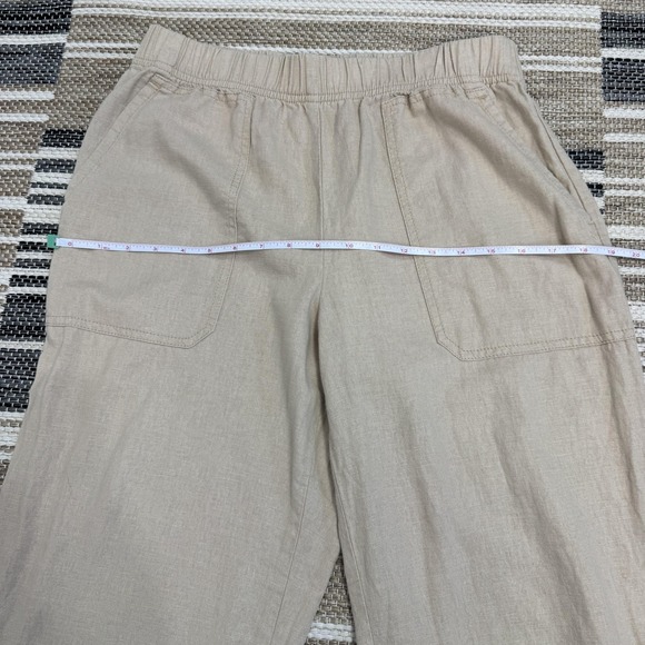 Ann Taylor Weekend Pants Women's MP Beige Linen Blend Wide Leg Pull On Beach - Picture 10 of 14